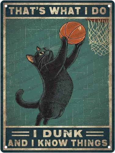 Vista 15 de Cartel de metal divertido vintage con diseño de gato de cocina con texto en inglés «Cat Never Trust A Skinny Cook», póster de metal para el hogar