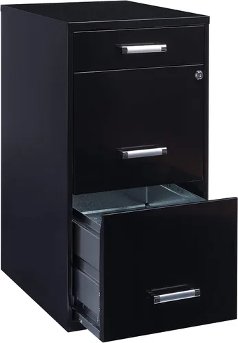 Vista 9 de Armario organizador de metal de 18 pulgadas de profundidad con cajón para lápices, color negro