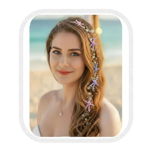 Vista 10 de Unicra Diadema de novia con estrella de mar, diadema de vid y perlas, accesorios para el cabello de boda en la playa, accesorios para el cabello