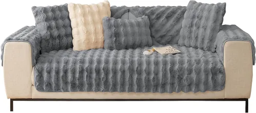 Vista 13 de MIFXIN Funda de cojín de felpa suave para sofá, funda de almohada de conejo esponjoso, protector de muebles para sofá seccional y respaldo