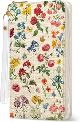 Vista 9 de Billetera para mujer, con bloqueo RFID, con 10 ranuras para tarjetas y ventana de identificación, bolso para mujer con cierre de correa de mano