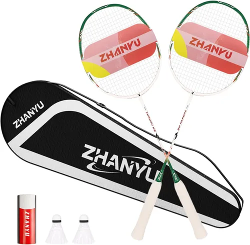 Vista 13 de Raquetas de bádminton, juego de raquetas de bádminton, ofensivas y defensivas, raqueta de entrenamiento profesional ultraligera de carbono compuesto