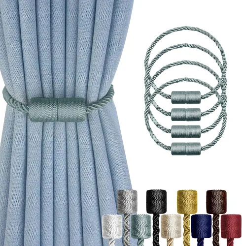 Vista 15 de Paquete de 2 alzapaños magnéticos fuertes para cortinas para exteriores, alzapaños decorativos modernos, hechos a mano, sujetadores decorativos