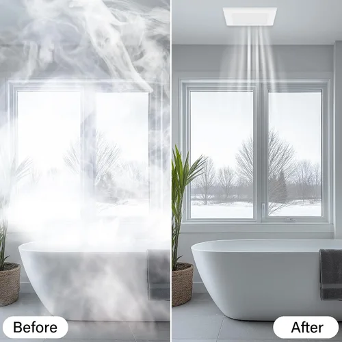 Vista 8 de 80CFM - Extractor de ventilación de baño con rejilla: ventilador de ducha de montaje en techo de 20W, 120V, blanco, clasificado para zonas húmedas