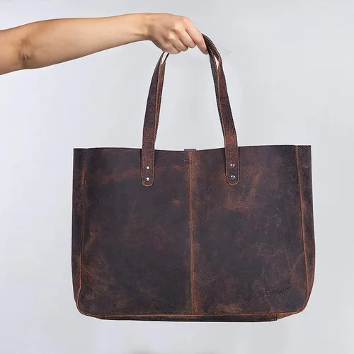 Vista 8 de KomalC Bolso de mano de cuero para mujer, bolso de viaje, bolso de compras, bolso de mensajero multiusos