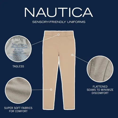 Vista 3 de Nautica Leggings sensoriales para uniforme escolar para niñas
