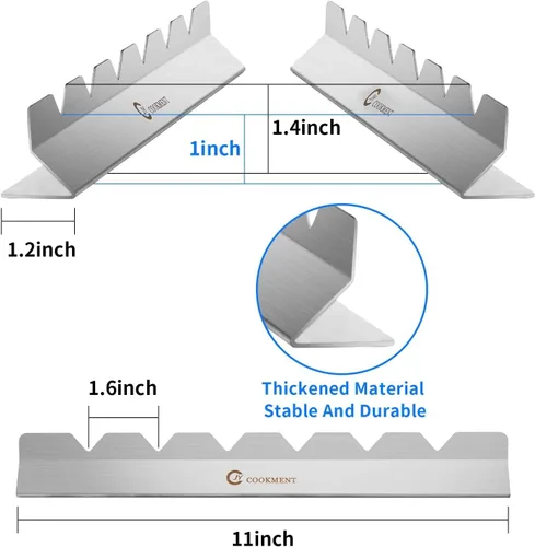 Vista 2 de Estante para brochetas de kebab - Estante de barbacoa de acero inoxidable compatible con brochetas de madera, redondas, metálicas, planas o de bambú