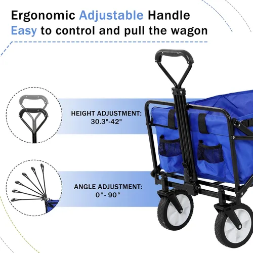 Vista 4 de Carro plegable de gran capacidad para exteriores, carrito de comestibles plegable resistente con ruedas universales y mango ajustable, carrito