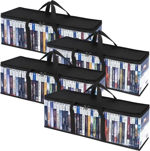 Vista 10 de Bolsas de almacenamiento de DVD CCidea (Set de 2) Funda de PVC transparente con asas para cajas de DVDs/CDs/VHS/Blu Ray/Películas/Videojuegos - Cada