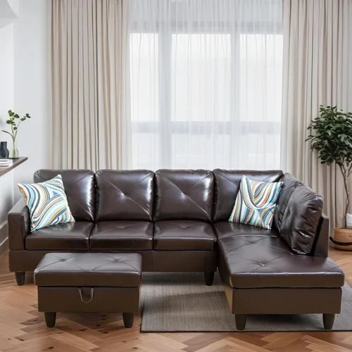 Vista 26 de Camillas en forma de L de 97 pulgadas para sala de estar, sofá seccional con otomana de almacenamiento, sofá modular con diván móvil