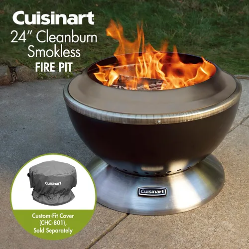 Vista 3 de Cuisinart COH-800 Cleanburn - Hoguera sin humo con protector contra viento y protector de chispas CHA-820 Cleanburn, acero y CHC-801 Cleanburn