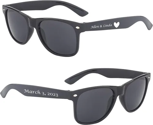 Vista 2 de Gafas de sol de boda personalizadas, gafas de sol personalizadas para invitados, cumpleaños y despedida de soltero