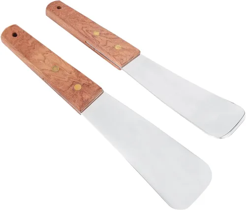 Vista 9 de Pala de helado de acero inoxidable para helado, pala de postre, cortador de mantequilla con mango de madera ergonómico, utensilio de cocina