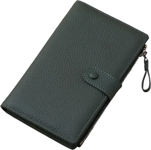 Vista 13 de Cartera para mujer, con cremallera y bolsillo para monedas, con bloqueo Rfid, billetera delgada de cuero para mujer, Beige, Classic