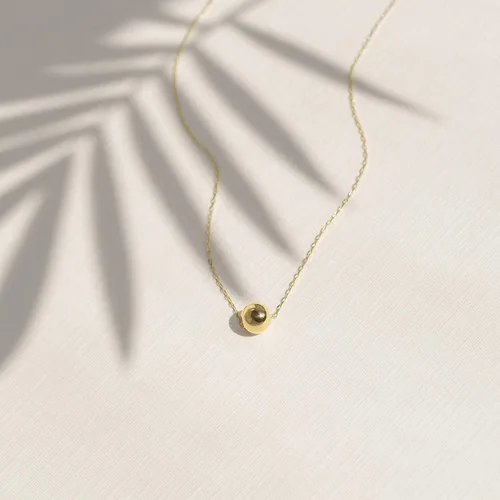 Vista 4 de Collar de cuentas de oro macizo de 14 quilates Collar con dije de cuentas pequeñas de oro amarillo de 14 quilates para mujer Collar con cuentas
