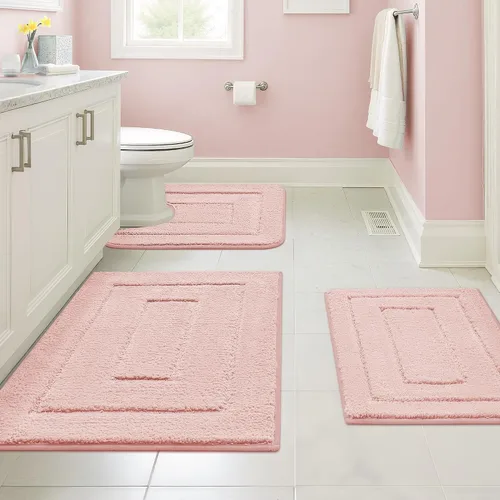Vista 13 de GRANNY SAYS Juego de 2 alfombras de baño suaves para baño, alfombras de baño antideslizantes y lavables, alfombras de baño absorbentes para bañera