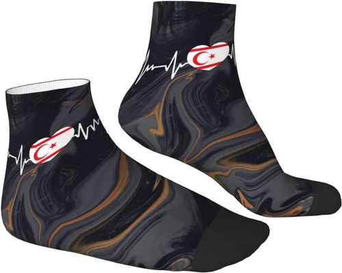 Vista 3 de GDJF Heartbeat I Love Turkish Republic Of Northern Cyprus Heart Flag Ankle Socks Winter Low Cut Sports Warm Breathable Comfort Casual Socks For Mens