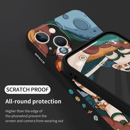 Vista 7 de LEECG Funda para iPhone 13 con diseño de mariposas y flores, diseño de astronauta, funda de teléfono con forro de microfibra suave, funda delgada