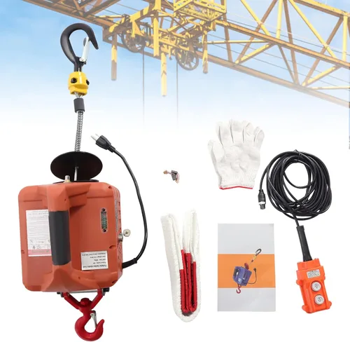 Vista 10 de Cabrestante eléctrico 3 en 1, cabrestante eléctrico portátil de 880 libras, grúa de cabrestante eléctrico de 1500 W 110 V, altura de elevación de 62