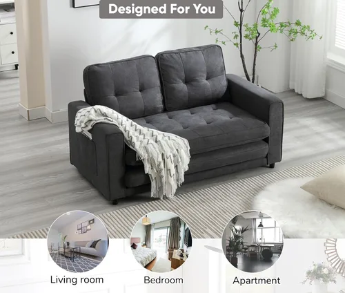 Vista 7 de JOYBASE Sofá cama extraíble, moderno sofá cama convertible tapizado extraíble para sala de estar (gris oscuro, tela)