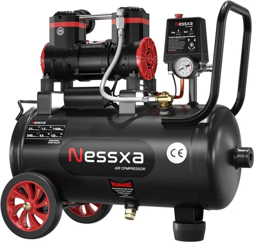 Vista 11 de Compresor de aire portátil, tanque de compresor de aire libre de aceite de 4 galones, motor de 0.5 HP, máximo 110 PSI, 0.6 SCFM a 90 PSI, compresor