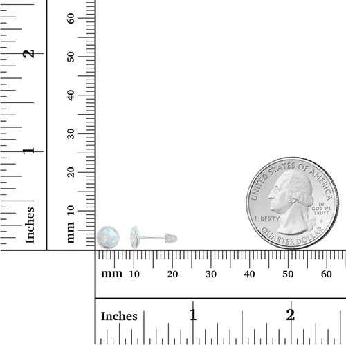 Vista 4 de Aretes de tuerca de oro macizo de 14 quilates, hipoalergénicos, de 0.236 in, con piedra natal solitaria redonda, bisel de tornillo