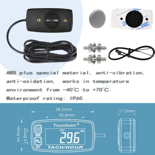 Vista 6 de Tacómetro de motor pequeño, medición de RPM, medidor de horas digital, monitoreo de horas del motor para aviones ultraligeros, motosierra