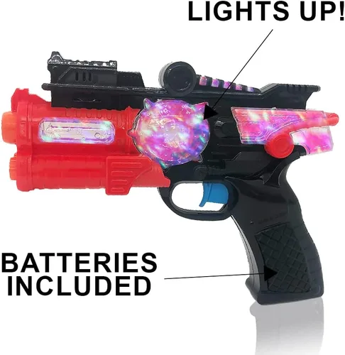 Vista 6 de ArtCreativity - Pistolas de juguete iluminadas para niños, paquete de 2 pistolas espaciales con LED 4.5 x 6.5 in craft activity with 6 sci-fi