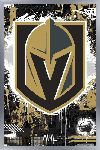 Vista 11 de Trends International NHL Vegas Golden Knights - Póster de pared con logotipo Maximalist 23 Versión enmarcada Barnwood