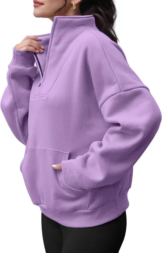 Vista 4 de Trendy Queen Sudaderas con media cremallera, sudaderas con capucha de gran tamaño, suéteres de otoño 2024 Y2K ropa de invierno