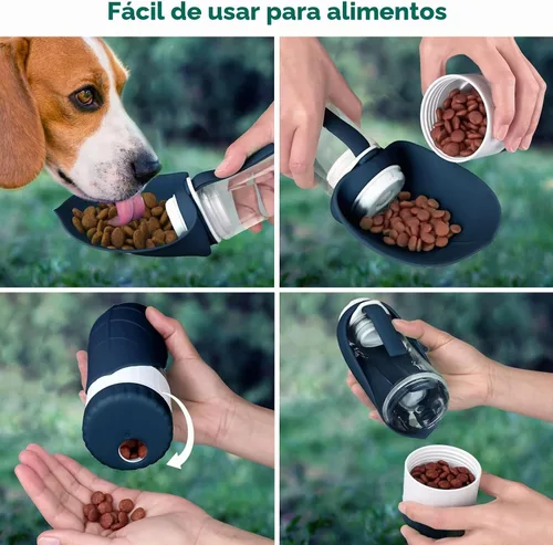 Vista 5 de Uppetly Botella de agua para perros, botella de agua para mascotas con contenedor de alimentos y alimentador para beber, a prueba de fugas, sin BPA
