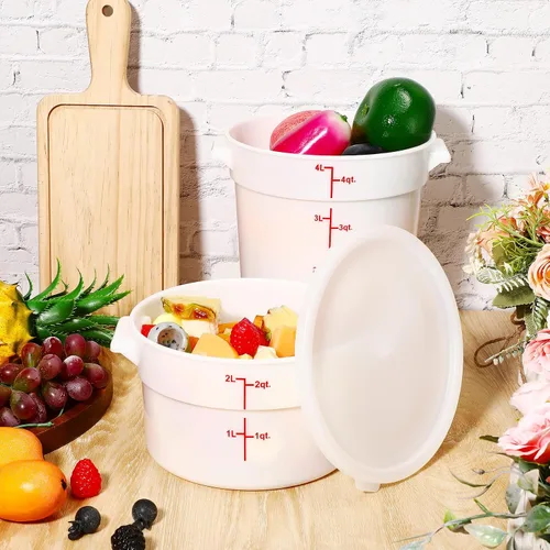 Vista 4 de 4 recipientes de almacenamiento de alimentos con tapas de 2 cuartos de galón de 4 cuartos de galón a prueba de masa, recipientes comerciales