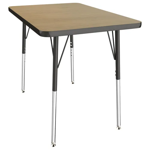 Vista 27 de FDP - Mesa rectangular para actividades escolares y de oficina (24 x 36 pulgadas), patas estándar con deslizadores giratorios, altura ajustable
