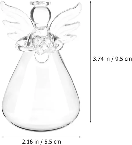 Vista 3 de Yardwe 2 jarrones hidropónicos de vidrio, maceta de vidrio transparente en forma de ángel para plantas de interior, contenedor decorativo