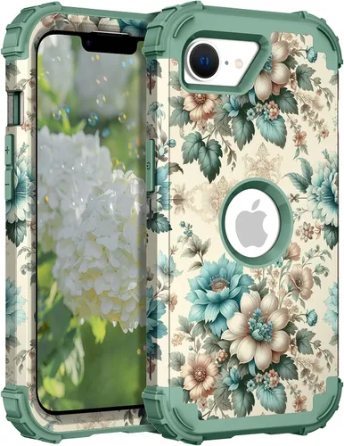 Vista 75 de Hocase Funda para iPhone SE 2022/2020, resistente a prueba de golpes, de plástico duro+goma de silicona, funda protectora híbrida para iPhone SE