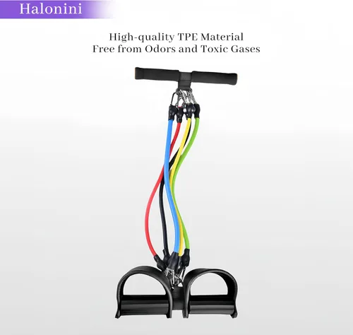 Vista 8 de Adjustable Foot Pedal Resistance Band, Durable Foot Pedal Resistance Trainer with Bag. Multifunctional Pedal Puller Resistance Rope with Handles.