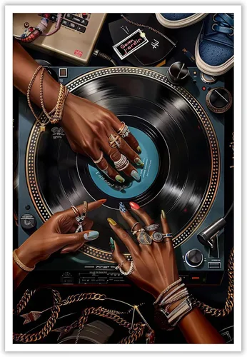 Vista 13 de Arte de pared de mujer negra, arte de pared de niña negra, póster moderno de pintura al óleo, retrato femenino vintage, afroestadounidense, sexy