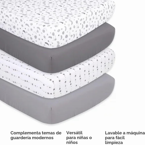 Vista 4 de The Peanutshell Juego de sábanas bajeras para cuna, supersuaves y transpirables, para cuna de bebé, niña o niño, decoración de guardería, aptas