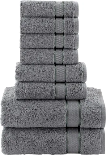 Vista 23 de Elegant Comfort Juego de 8 toallas de algodón de alta calidad, incluye 4 toallas pequeñas, 2 toallas de mano y 2 toallas de baño, 100% algodón
