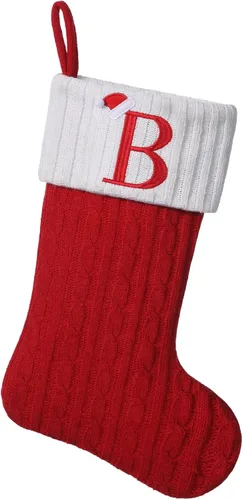 Vista 19 de Medias de Navidad personalizadas de 19 pulgadas con iniciales bordadas, medias de Navidad de punto negro para decoraciones de vacaciones familiares