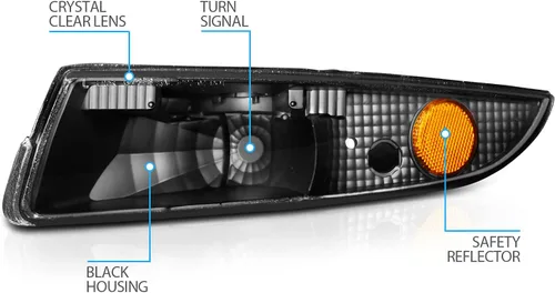 Vista 4 de AmeriLite Luces de parachoques Euro Black Amber para Chevy Camaro - lado del pasajero y del conductor