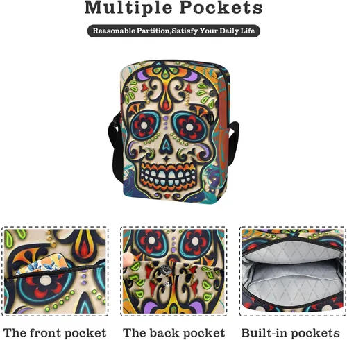 Vista 2 de Sinestour Mexico Flag Messenger Bag for Women Men Over The Shoulder Bag for Phone Passport