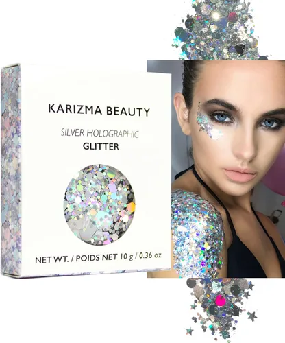 Vista 13 de KARIZMA 24K Gold Purpurina holográfica dorada Purpurina gruesa de 0.35 onzas para la cara, el cabello, los ojos y el cuerpo, para mujer. Purpurina