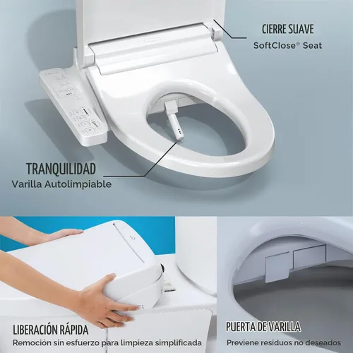 Vista 3 de TOTO® WASHLET® KC2 Asiento electrónico para bidé con asiento calefactado y tapa de cierre suave, redondo, blanco algodón - SW3023#01