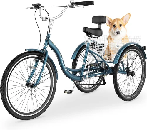 Vista 17 de NAIZEA Triciclo para adultos, bicicleta de crucero de tres ruedas de 7 velocidades, triciclos para adultos de 20/24/26 pulgadas, bicicletas de 3