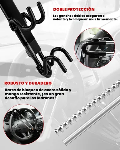 Vista 7 de Tevlaphee Bloqueo de Volante Antirrobo Dispositivo para Automóvil de Servicio Pesado Cerradura de Seguridad para Automóvil Dispositivos de Bloqueo