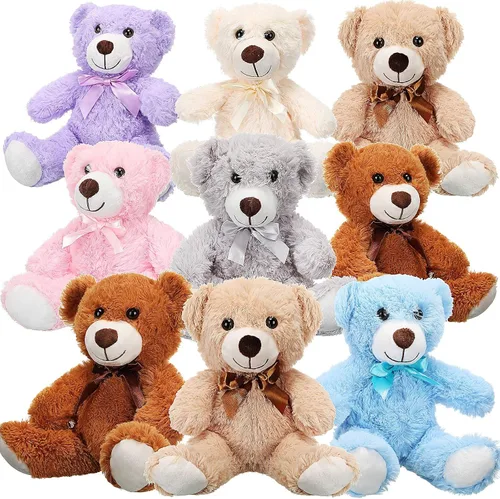 Vista 10 de Zhanmai Paquete de 9 lindos animales de peluche de osos de 14 pulgadas a granel para regalo de San Valentín, graduación, baby shower, fiesta