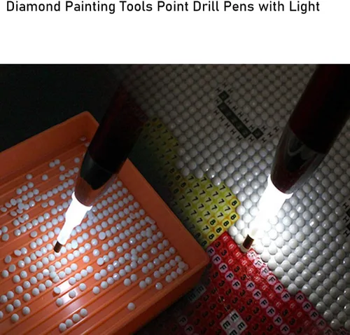 Vista 6 de VAVCASE Bolígrafo de pintura de diamante con luz, 3 herramientas de pintura de puntos de diamante, herramientas de pintura de arte de diamante, 4