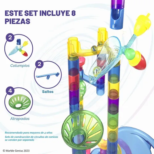 Vista 3 de Marble Genius Juego de accesorios para carreras de mármol de saltos y columpios - STEM