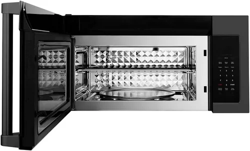 Vista 3 de ZLINE - Horno microondas de convección en acero inoxidable negro con mango tradicional y sensor de cocción